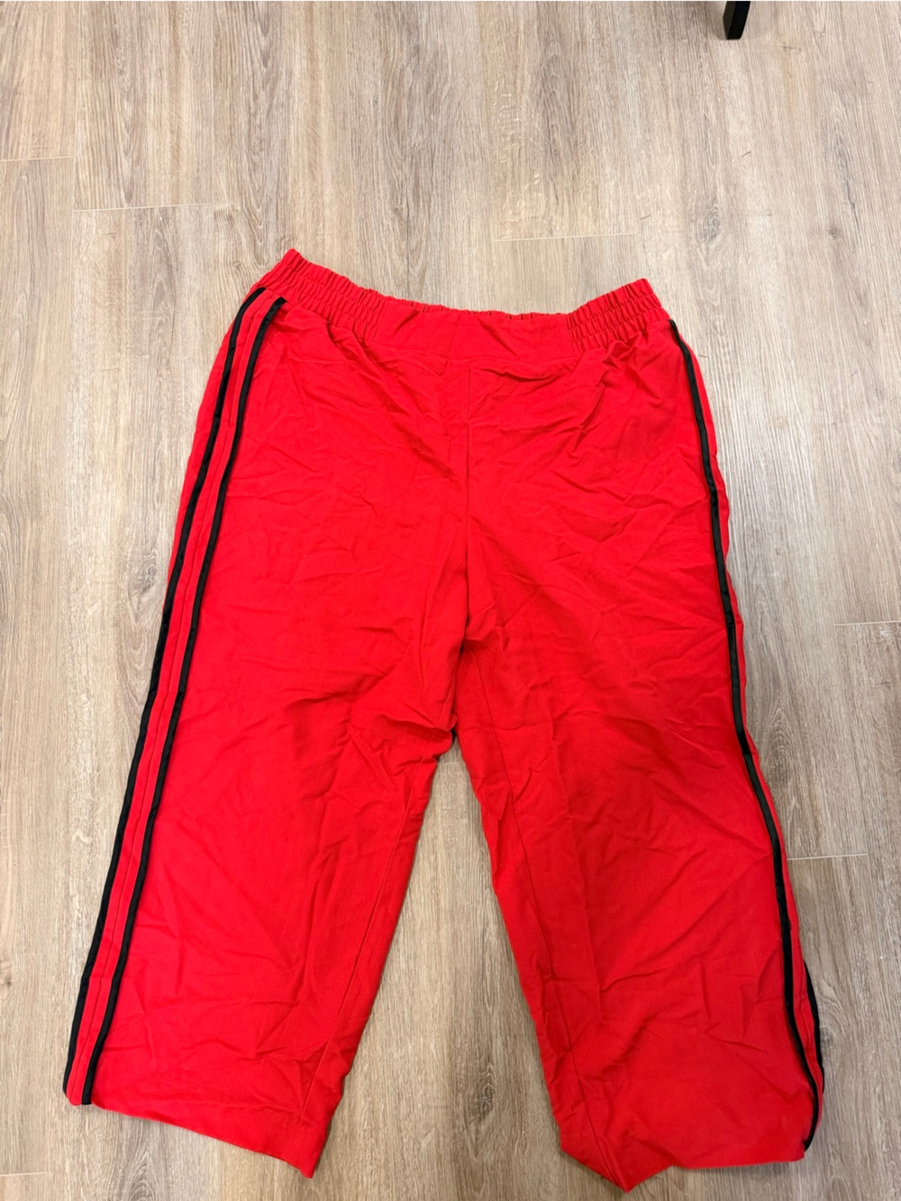 Lane Bryant Red Track Pants with Black Stripe
